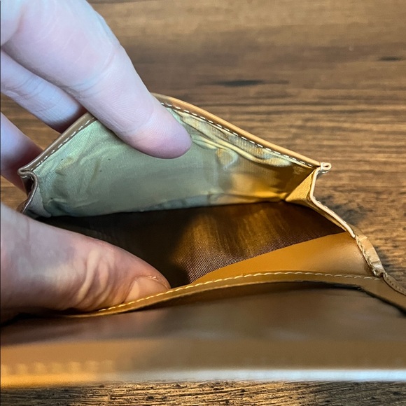 Celine Dark Brown Monogram Card Holder with Tan Trim - Picture 9 of 10